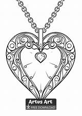 Heart Shaped Jewelry Coloring Page  Pages sketch template