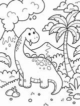Coloring Pages Dinosaur Near A Volcano Printable sketch template