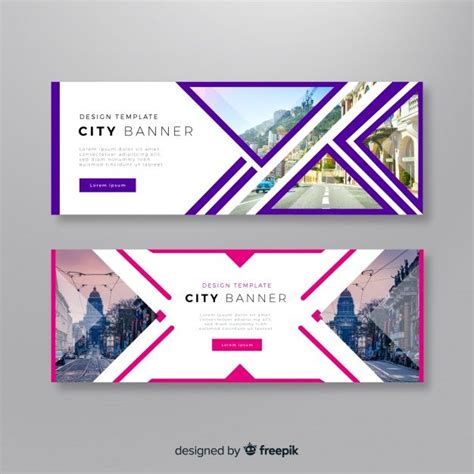 Free Vector | Modern city banners with photo | Web design, Webdesign, Banner