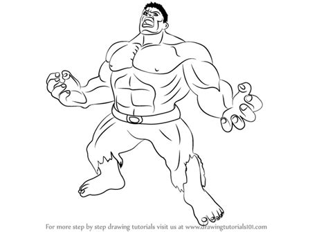 Learn How to Draw Angry Hulk (The Hulk) Step by Step : Drawing Tutorials