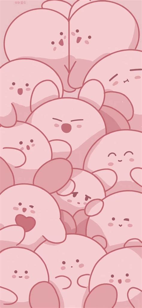 Download Aesthetic Pink Kawaii Kirby Wallpaper | Wallpapers.com