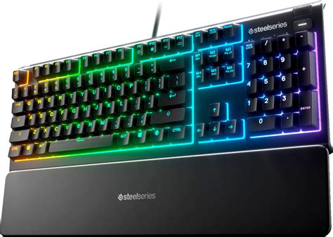 SteelSeries Apex 3 Full Size Wired Membrane Whisper Quiet Switch Gaming Keyboard with 10 zone ...