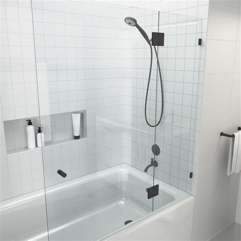 Glass Warehouse 48.5 in. x 58 in. Frameless Glass Hinged Bathtub Door in Matte Black GW-B-GH-48 ...