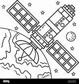 Space Satellite Coloring Page For Kids Stock Vector Image & Art  Alamy sketch template