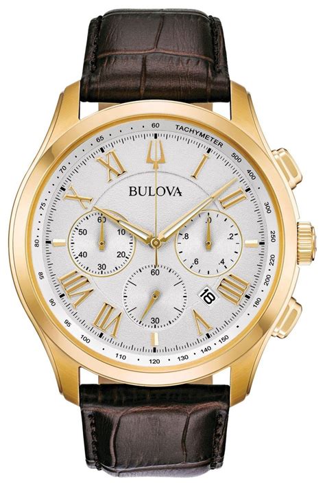 Bulova Classic Wilton Chronograph White Dial Leather Band Men’s Watch ...