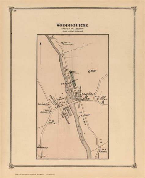 Woodbourne, New York 1875 - Old Town Map Reprint - Sullivan Co. Atlas | Town map, Map, Woodbourne