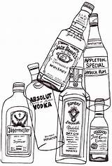 Drawing  Bottle Vodka Alcohol Bottles sketch template