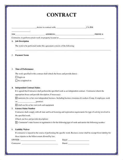 Simple Contract Agreement - simple contractor agreement template simple ...