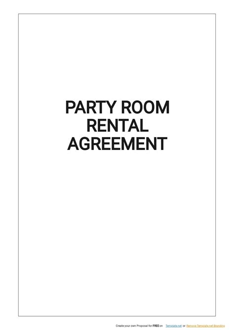 Party Room Rental Agreement Template