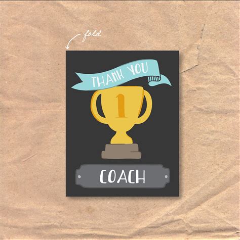 Coach printable Thank You Card: 1 Trophy / Best Coach / | Etsy