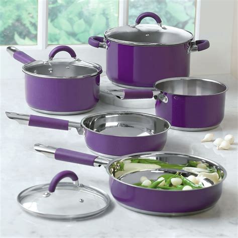 8-Pc. Purple Cookware Set | Cooking & Baking | Brylanehome | Purple kitchen, Purple kitchen ...