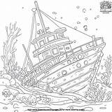 Underwater Shipwreck Coloring Pages sketch template