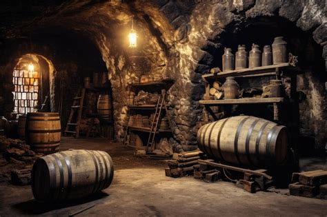 Premium AI Image | Cellar beneath castle producing wine