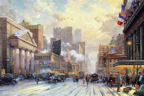 testclod: New-York, 7ème Avenue sous la neige, Thomas Kinkade