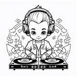 Dj Coloring Sheet  Page sketch template