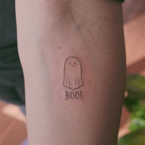 Cute tiny ghost tattoo by @mylittleblueforest - Tattoogrid.net