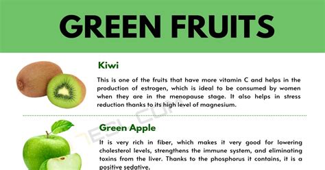 List of Green Fruits with Their Benefits • 7ESL