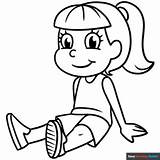 Girl Sitting Coloring Page  Easy Drawing Guides sketch template