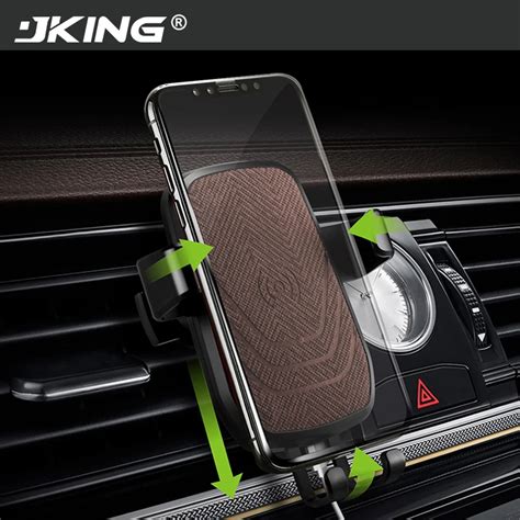 JKING Car Mount Qi Wireless Charger For iPhone X 8 Plus Quick Charge Fast Wireless Charging Pad ...