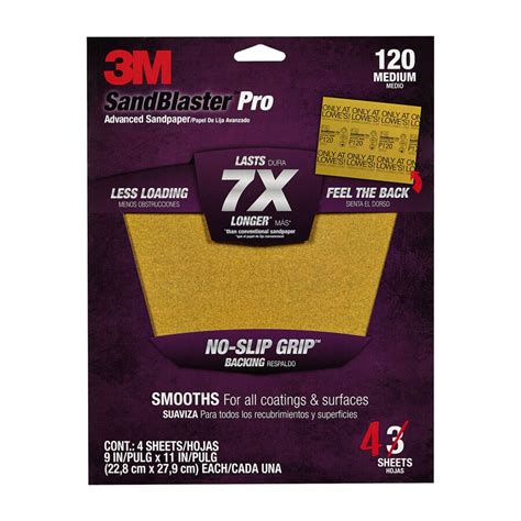 3M 4-Pack 9-in W x 11-in L 120-Grit Commercial Sandpaper Sheets at ...