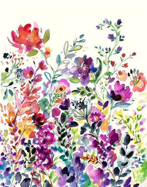 Wild Flower Garden Watercolor Painting 11x14 Print | Etsy in 2020 ...