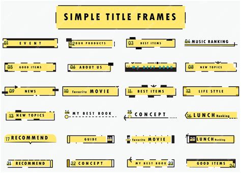 제목 디자인 세트 간단한 제목 프레임 세트 | 프리미엄 벡터