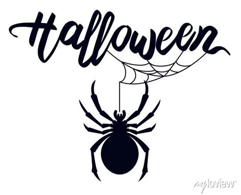 Halloween spider silhouette vector illustration • wall stickers white background, spider, phobia ...