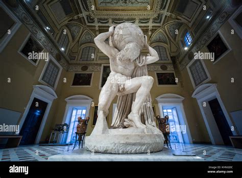 Naples. Italy. Atlas Farnese sculpture, 2nd century A.D. Museo Archeologico Nazionale di Napoli ...