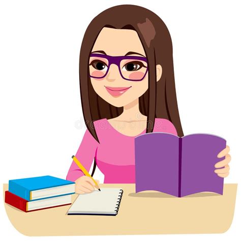 Girl Studying Taking Notes stock vector. Illustration of books - 74277840