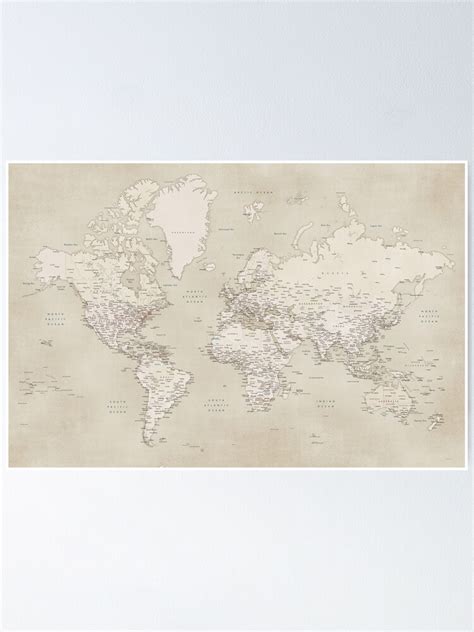 "Sepia vintage world map with cities" Poster by blursbyai | Redbubble