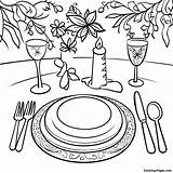 Elegant New Year Table Setting Coloring Page  Coloring Pagescom sketch template