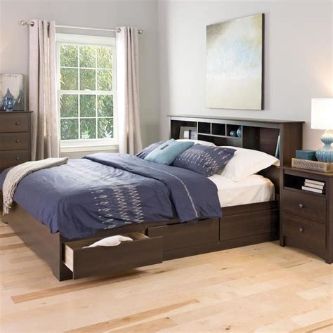 Prepac Mate's Espresso King Platform Bed with Storage in the Beds ...