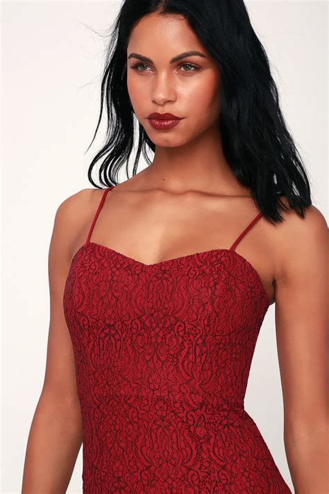 4SI3NNA Gypsy Rose Dress - Lace Midi Dress - Red Lace Dress