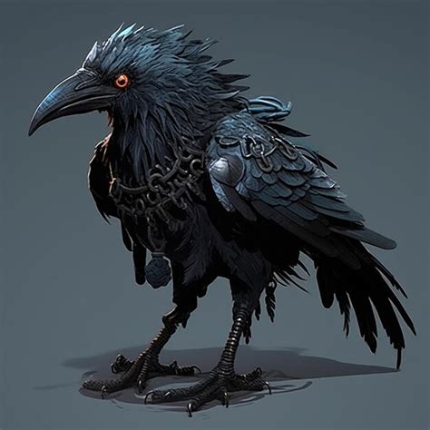 Premium AI Image | a drawing of a raven with a red eye and a black ...