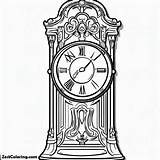 Retro Style Grandfather Clock 2 Coloring Pages  For Kids sketch template
