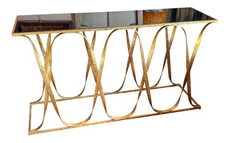 Contemporary Custom Made Console | Glass gold table, Black glass, Contemporary