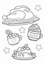 Premium Vector  Christmas Feast Food Coloring Pages A4 For Kids And Adult sketch template