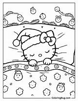 Hello Kitty Sleeping Under Christmas Duvet Coloring Page  sketch template