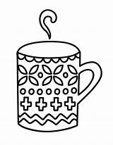 Cocoa Coloring Mug Template Crafts Chocolate Winter Printable Choose  sketch template