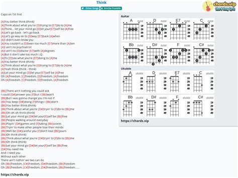 Chord: Think - tab, song lyric, sheet, guitar, ukulele | chords.vip