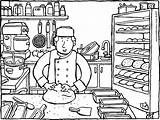 Baker Baking Bread  Coloring Nation sketch template