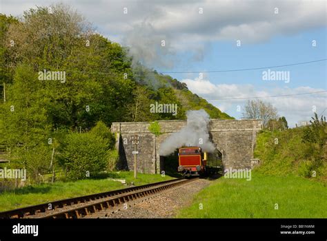 Steam train on the Lakeside & Haverthwaite Railway, near Newby Bridge, Lake District National ...