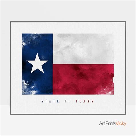 Texas state flag wall art art print American flag painting | Etsy