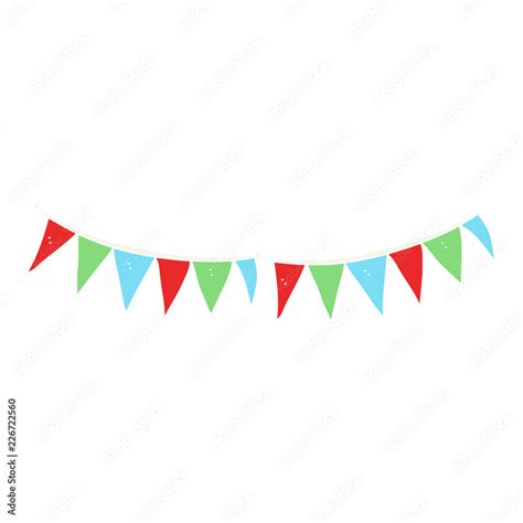 flat color illustration of a cartoon bunting flags Stock Vector | Adobe Stock