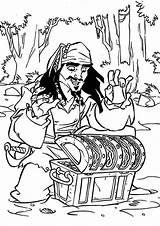 Jack Sparrow With The Treasure Chest  Pirate coloring Pages Disney sketch template