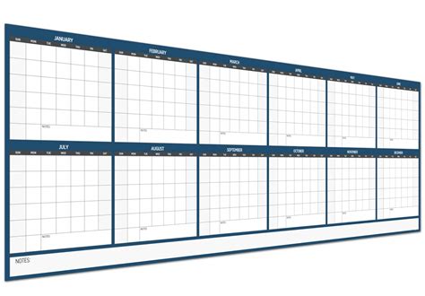 Large Dry Erase Wall Calendar - 36" x 96" - Undated Blank 2021 Reusable Yearly Calendar - Giant ...