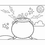 Witch Cauldron Coloring Page sketch template