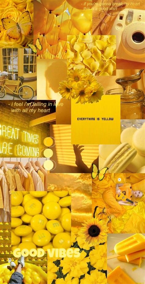 Sunshine Yellow Aesthetic Collage Wallpaper