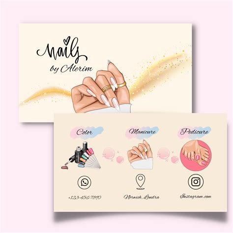 Editable Nail Artist Business Card Template Professionally - Etsy