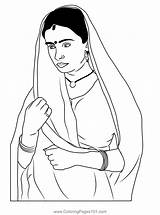 Indian Women Coloring Page For Kids  Free India Printable sketch template